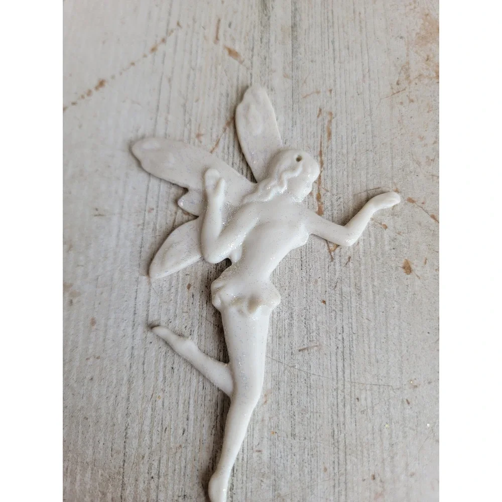 Vintage fairy white porcelain ornament Xmas elf pixie unique home decor figure